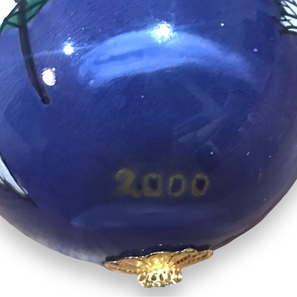 Vintage 2000 Pier 1 Li Bien "Dove & Olive Branch" Inside Art Glass Ball Ornament - Picture 7 of 10